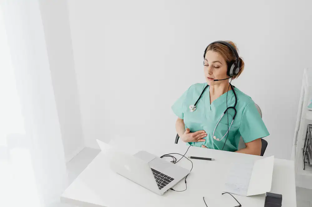 Design professional providing feedback on a video call
